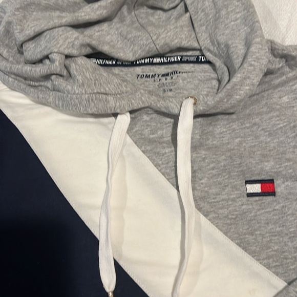 Tommy Hilfiger navy/grey/white hooded top - Picture 2 of 3